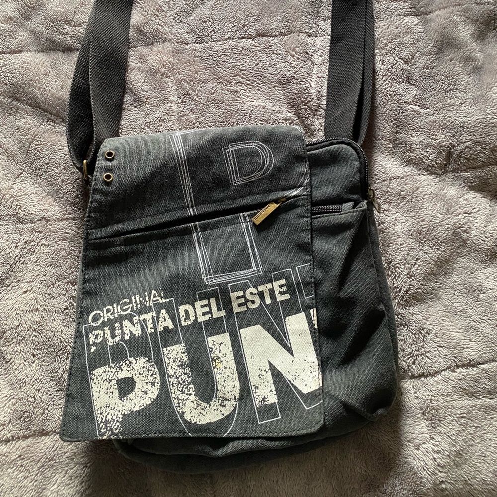 Punta Del Este Black Canvas Crossbody Bag (978)
